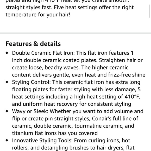 Brand New Conair Double Ceramic Flat Iron, 1 Inch - Picture 6 of 7